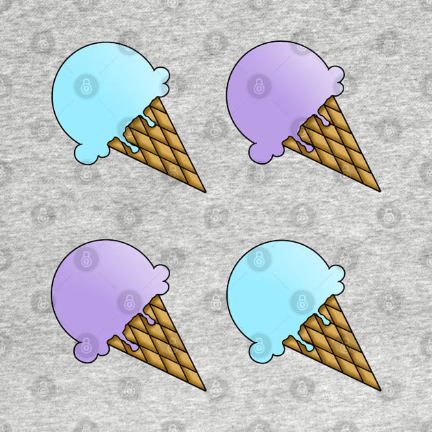 2 Flavor Ice Cream Pattern - Pastel Blue and Purple by MyBearNugget